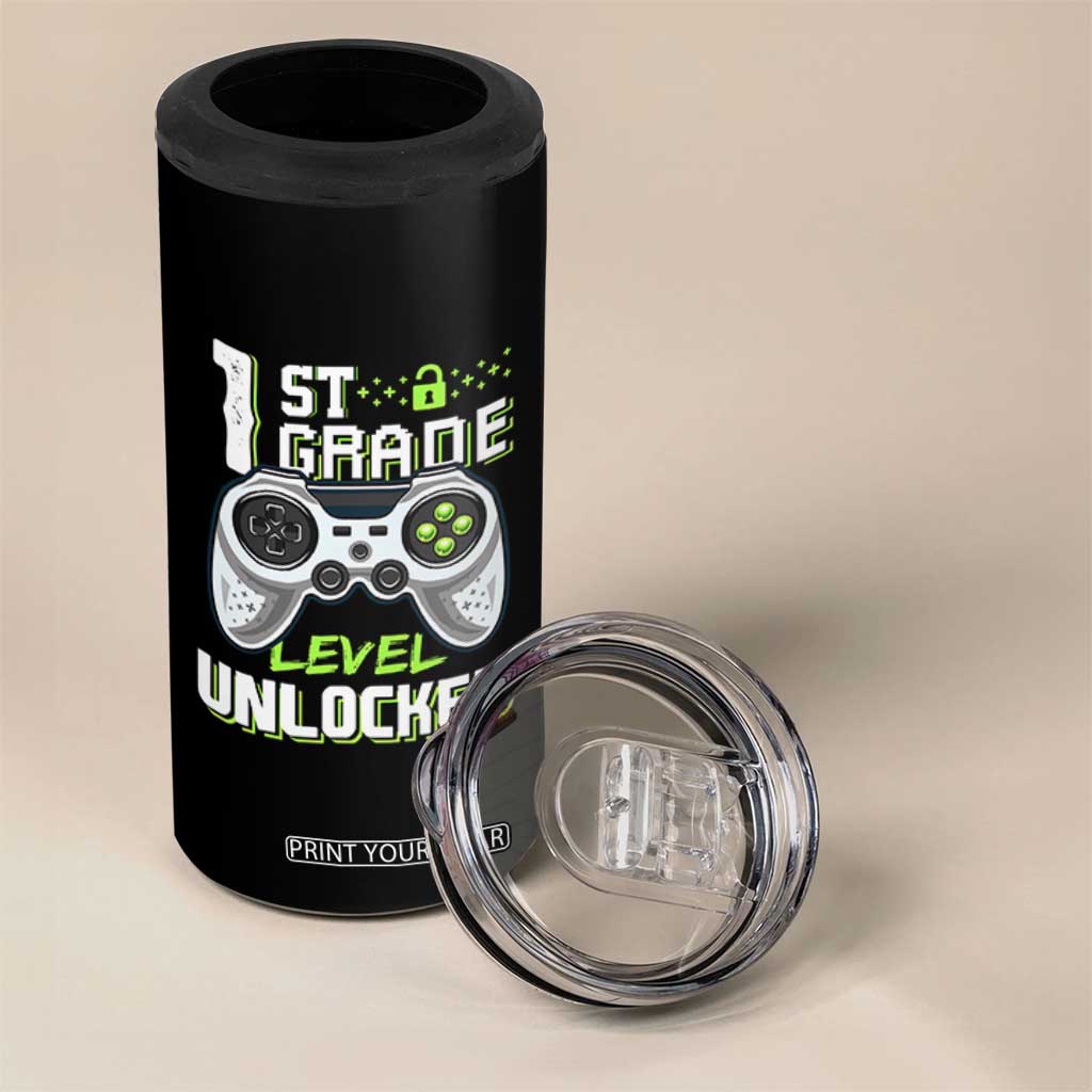 Leveling Up To School Funny Gamer Boys 4 in 1 Can Cooler Tumbler First Day Back to School Gift