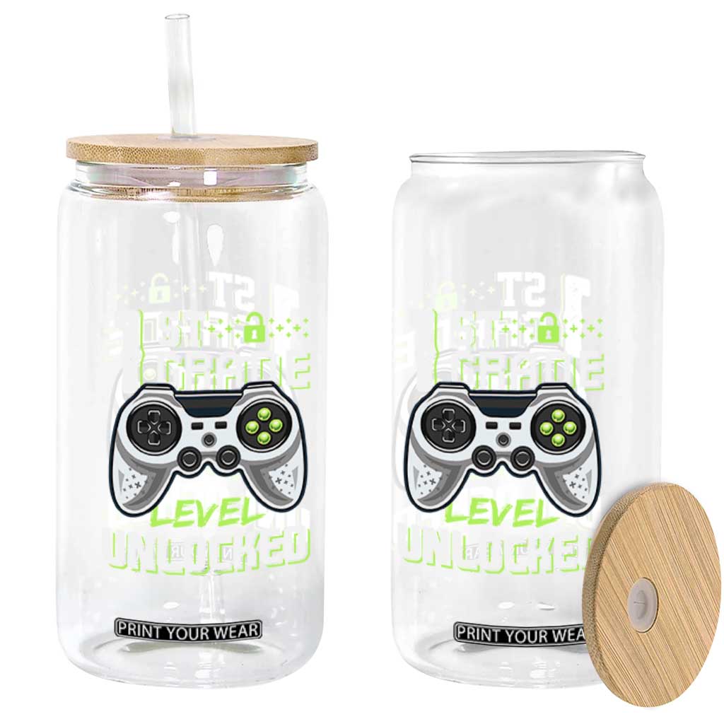 Leveling Up To School Funny Gamer Boys Glass Can First Day Back to School Gift