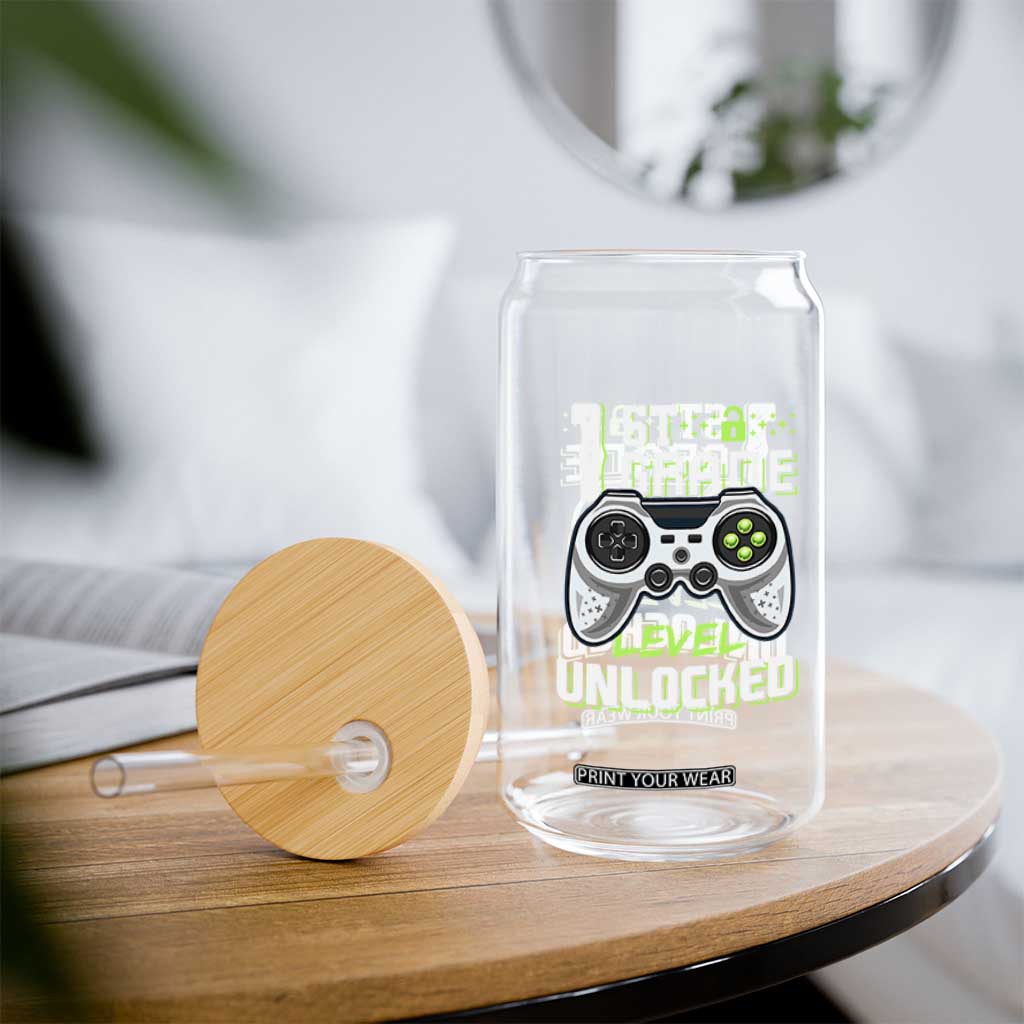 Leveling Up To School Funny Gamer Boys Glass Can First Day Back to School Gift