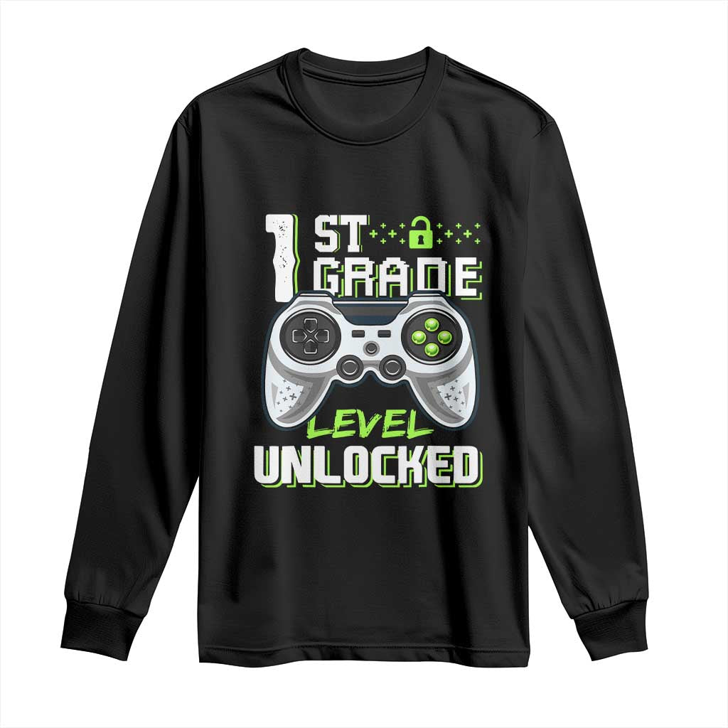 Leveling Up To School Funny Gamer Boys Long Sleeve Shirt First Day Back to School Gift