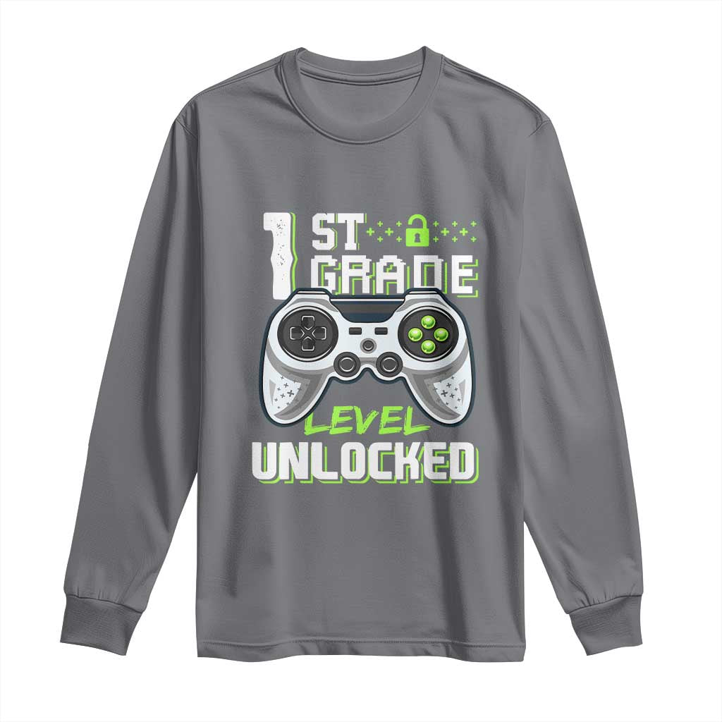 Leveling Up To School Funny Gamer Boys Long Sleeve Shirt First Day Back to School Gift