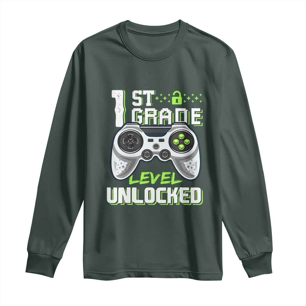 Leveling Up To School Funny Gamer Boys Long Sleeve Shirt First Day Back to School Gift
