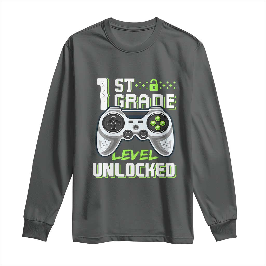 Leveling Up To School Funny Gamer Boys Long Sleeve Shirt First Day Back to School Gift