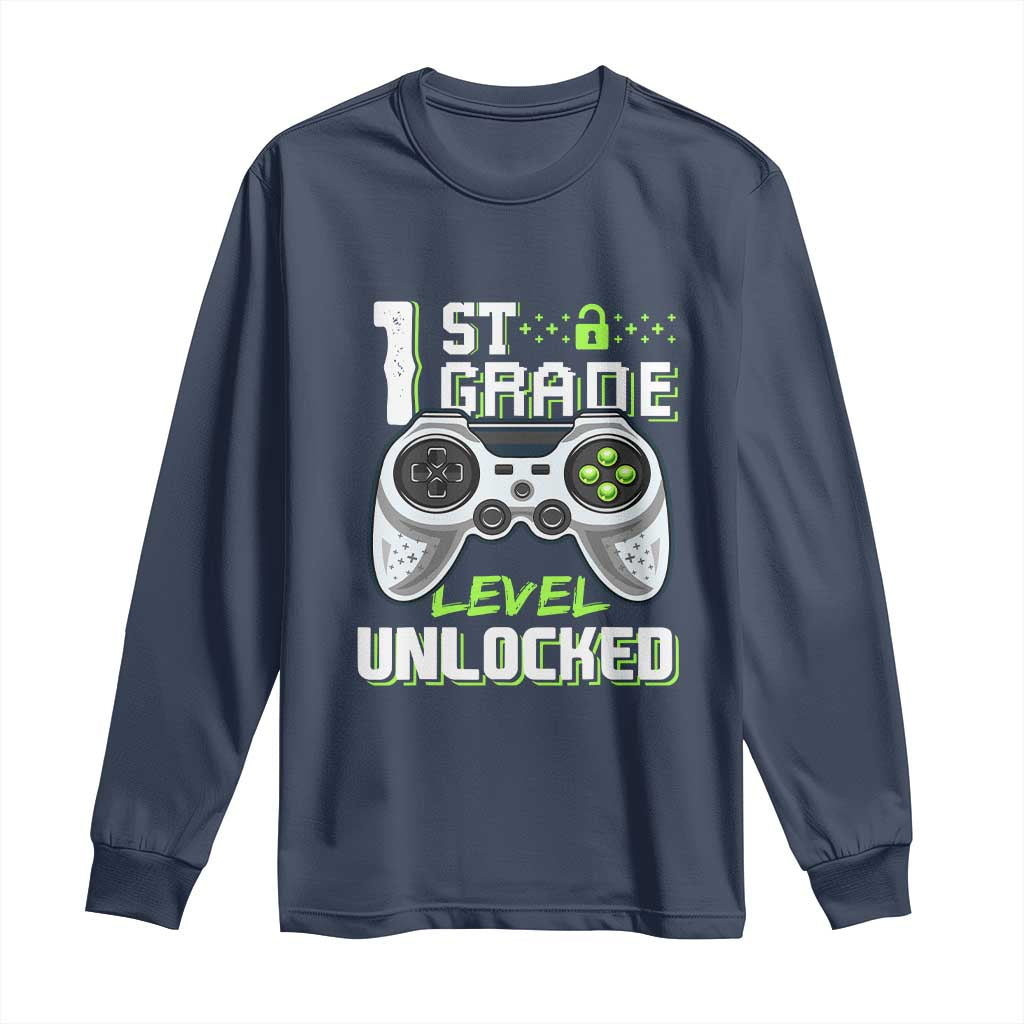 Leveling Up To School Funny Gamer Boys Long Sleeve Shirt First Day Back to School Gift