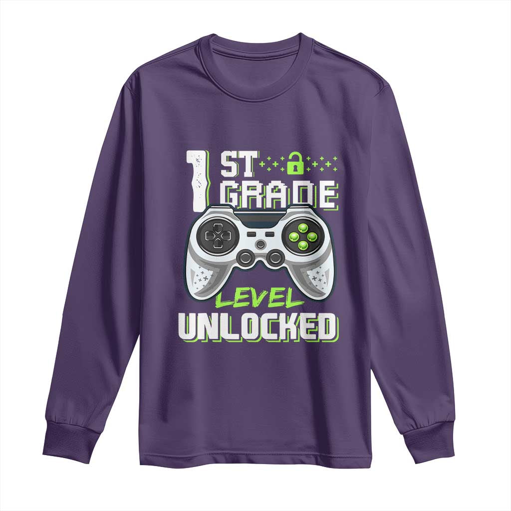 Leveling Up To School Funny Gamer Boys Long Sleeve Shirt First Day Back to School Gift