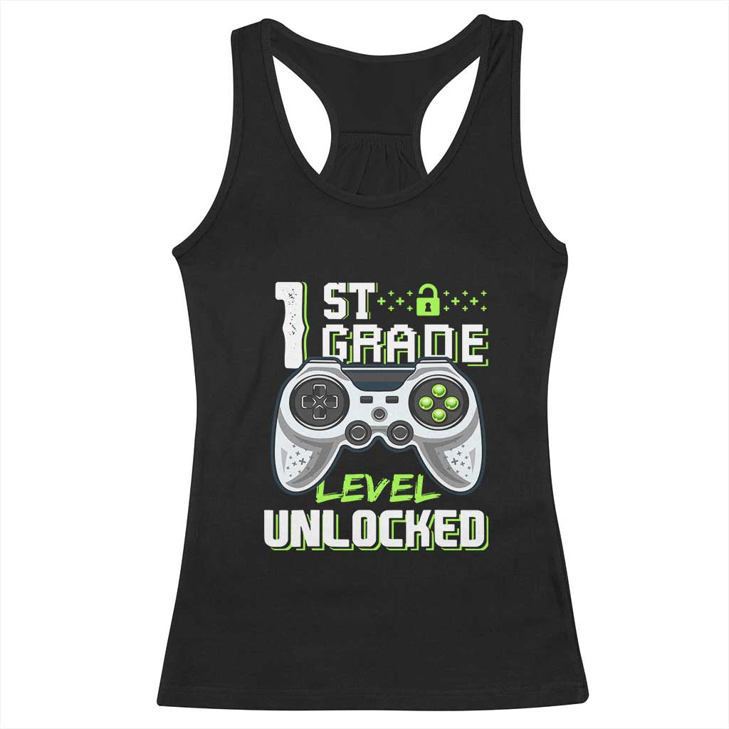 Leveling Up To School Funny Gamer Boys Racerback Tank Top First Day Back to School Gift