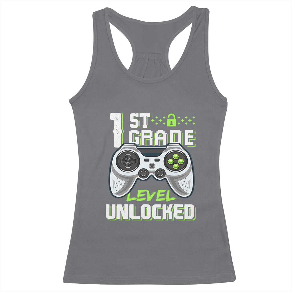 Leveling Up To School Funny Gamer Boys Racerback Tank Top First Day Back to School Gift