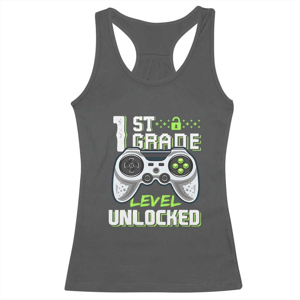 Leveling Up To School Funny Gamer Boys Racerback Tank Top First Day Back to School Gift