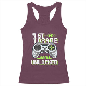 Leveling Up To School Funny Gamer Boys Racerback Tank Top First Day Back to School Gift