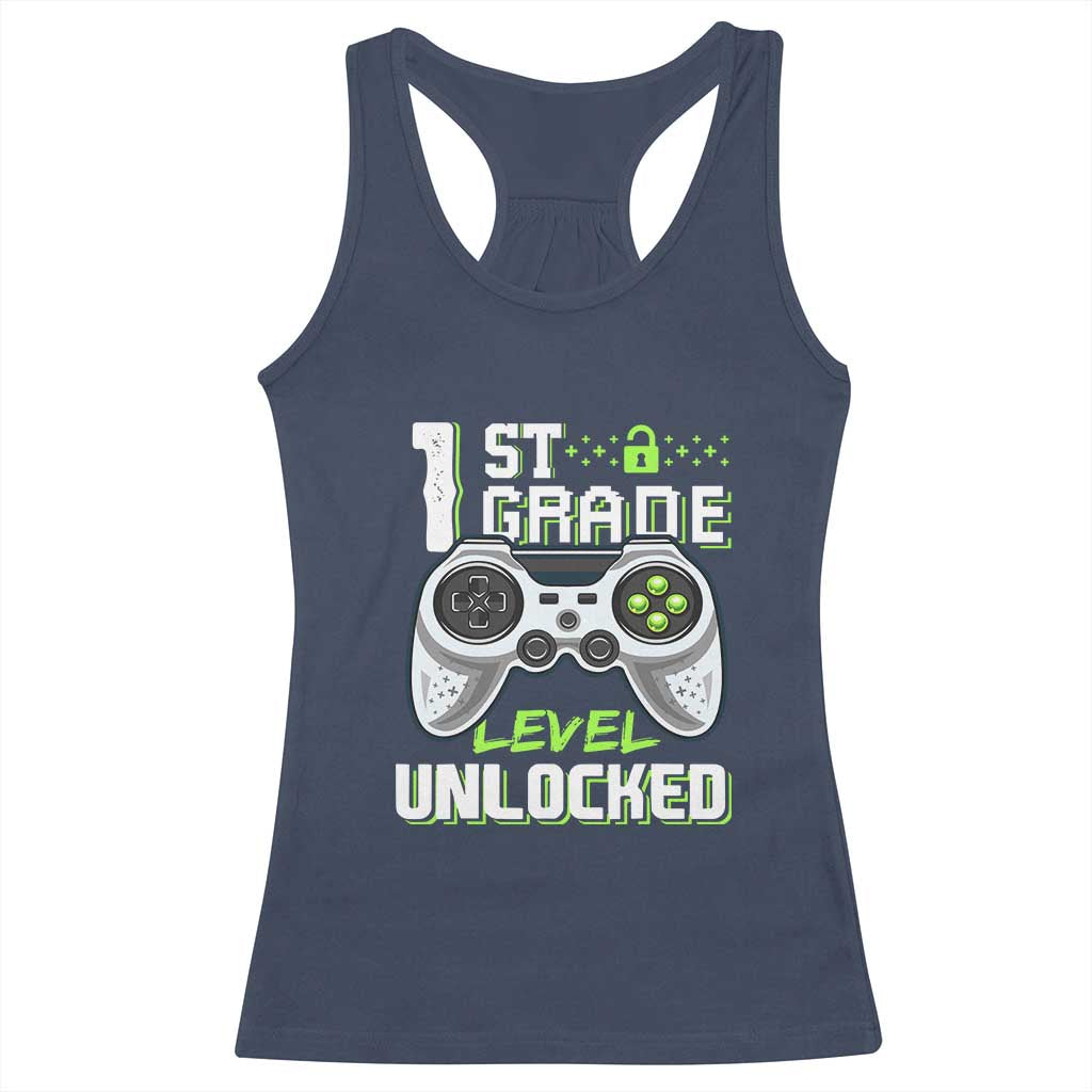 Leveling Up To School Funny Gamer Boys Racerback Tank Top First Day Back to School Gift