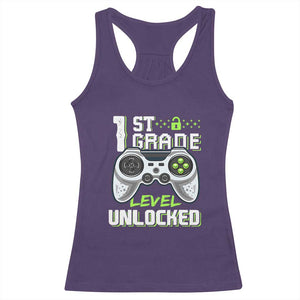 Leveling Up To School Funny Gamer Boys Racerback Tank Top First Day Back to School Gift