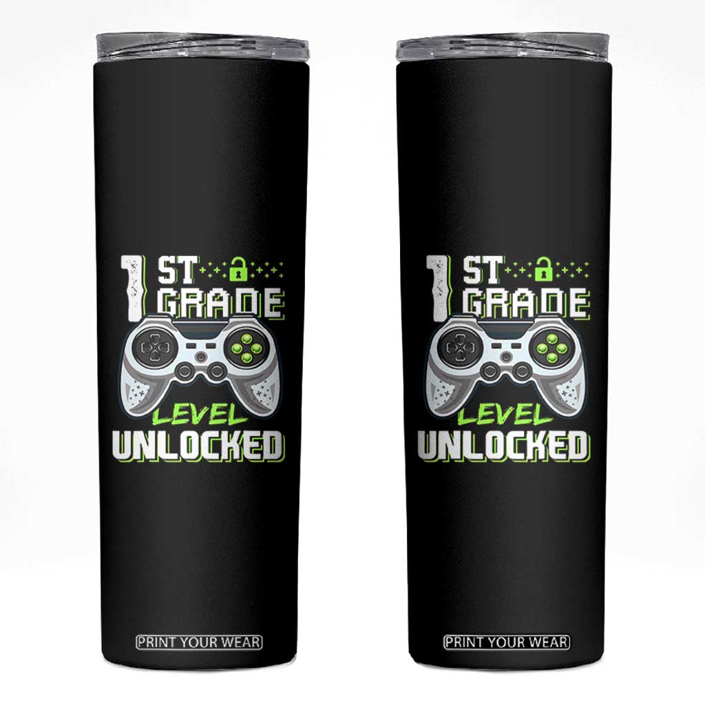 Leveling Up To School Funny Gamer Boys Skinny Tumbler First Day Back to School Gift