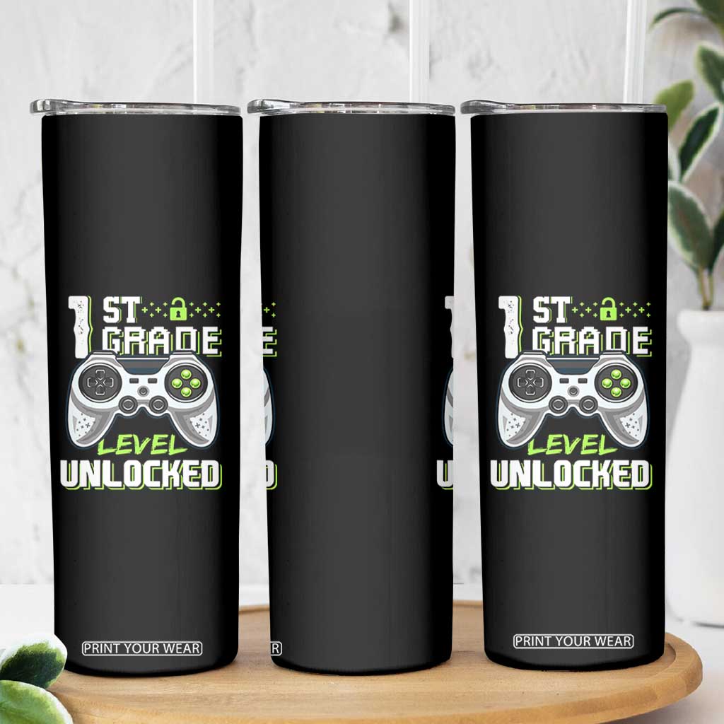 Leveling Up To School Funny Gamer Boys Skinny Tumbler First Day Back to School Gift