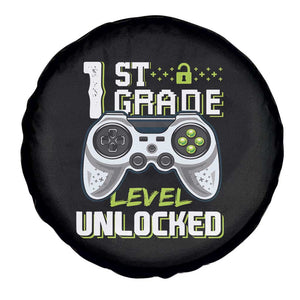Leveling Up To School Funny Gamer Boys Spare Tire Cover First Day Back to School Gift