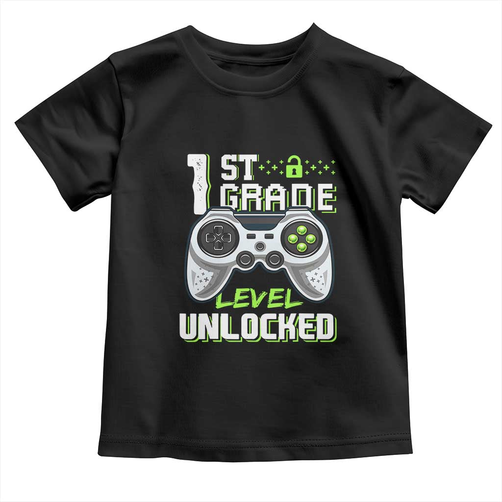 Leveling Up To School Funny Gamer Boys Toddler T Shirt First Day Back to School Gift TS01 Black Print Your Wear