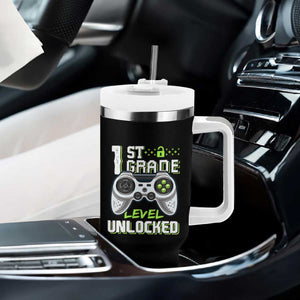Leveling Up To School Funny Gamer Boys Tumbler With Handle First Day Back to School Gift