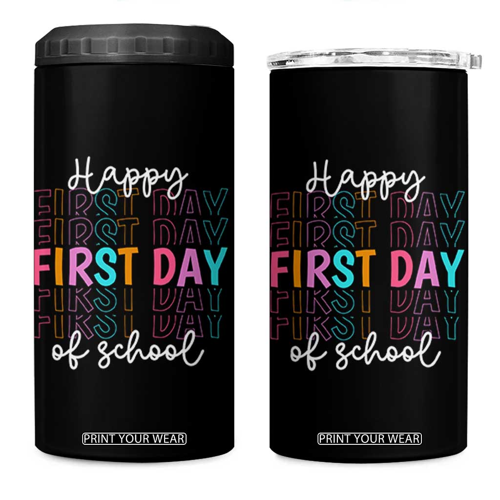 Happy First Day of School 4 in 1 Can Cooler Tumbler Positive Vibe Teacher and Student Gift