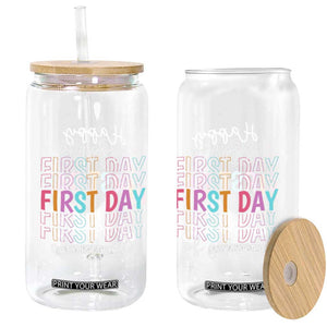 Happy First Day of School Glass Can Positive Vibe Teacher and Student Gift