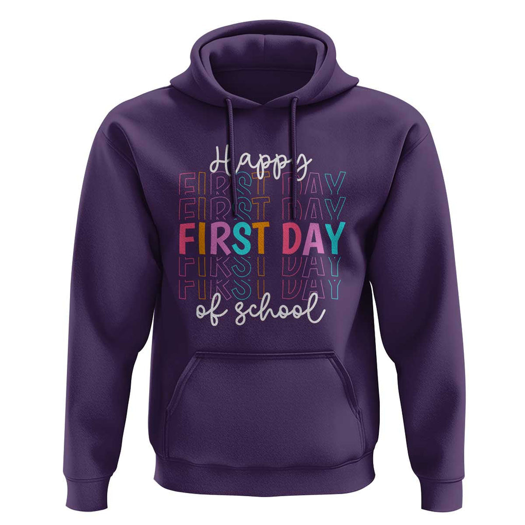 Happy First Day of School Hoodie Happy Design for Teachers and Students TS01 Purple Print Your Wear