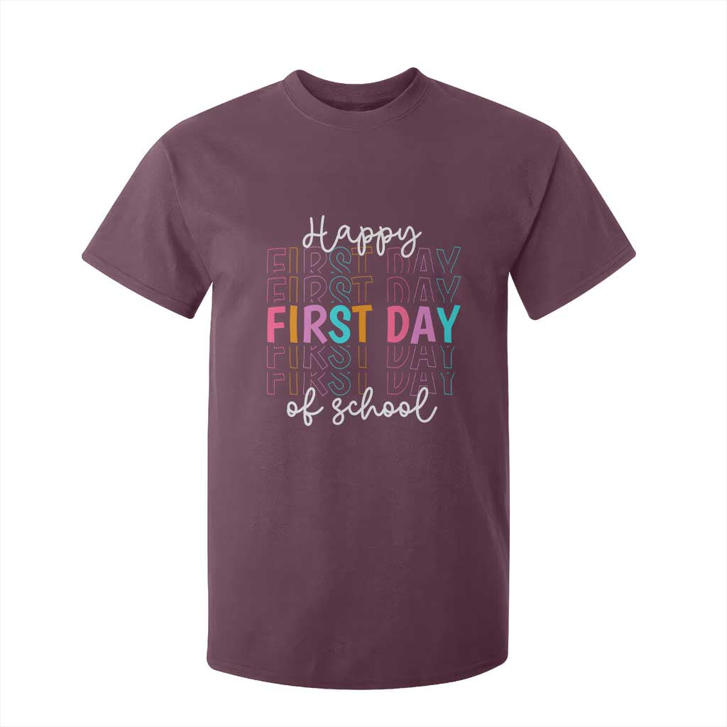 Happy First Day of School T Shirt For Kid Positive Vibe Teacher and Student Gift