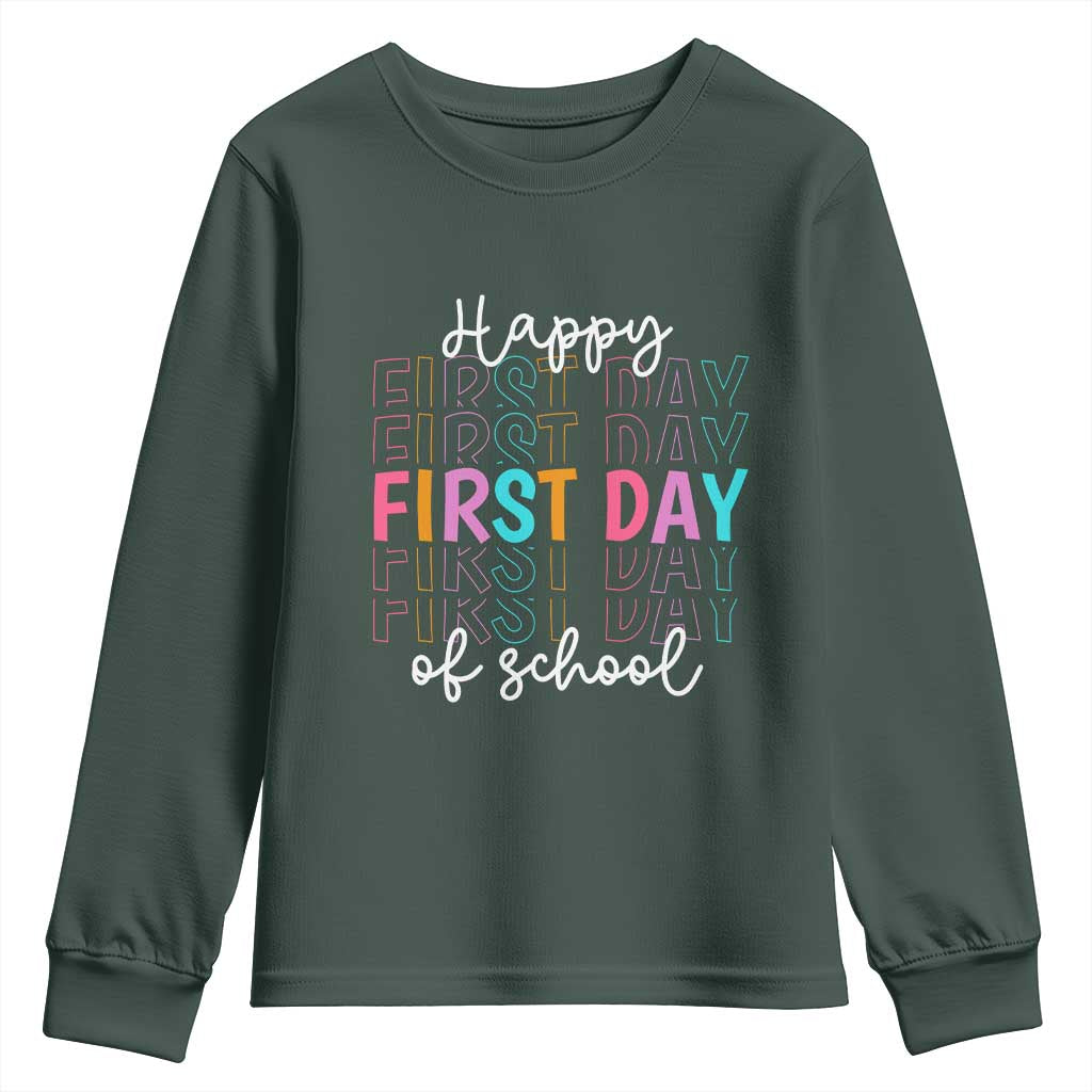 Happy First Day of School Youth Sweatshirt Positive Vibe Teacher and Student Gift