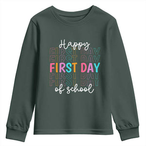 Happy First Day of School Youth Sweatshirt Positive Vibe Teacher and Student Gift