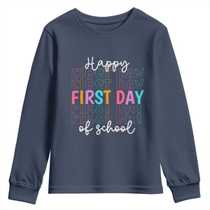 Happy First Day of School Youth Sweatshirt Positive Vibe Teacher and Student Gift