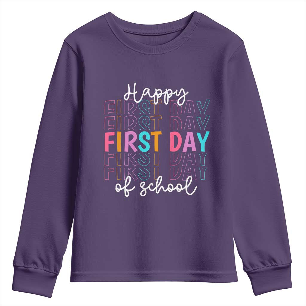Happy First Day of School Youth Sweatshirt Positive Vibe Teacher and Student Gift