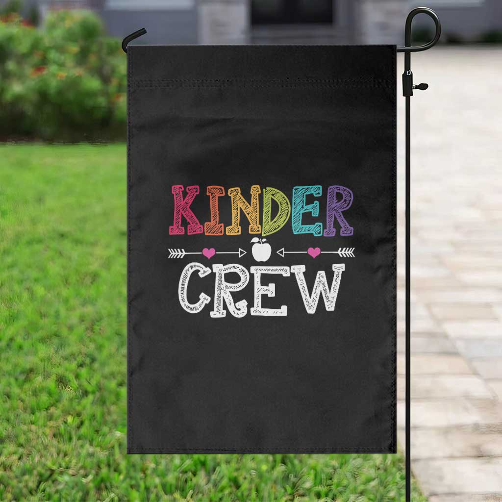 Kinder Crew Funny Kindergarten Garden Flag Teacher and Student Back to School