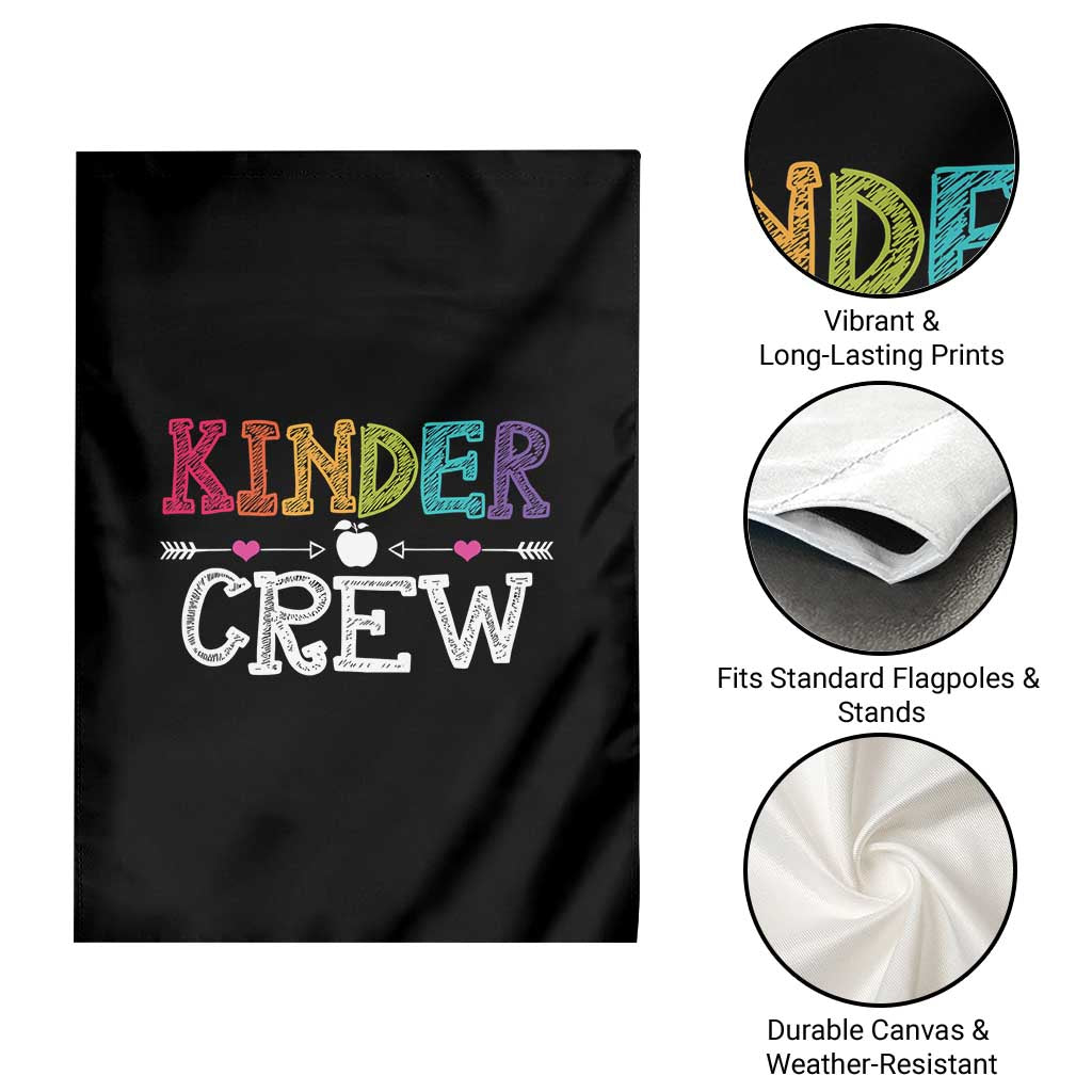 Kinder Crew Funny Kindergarten Garden Flag Teacher and Student Back to School
