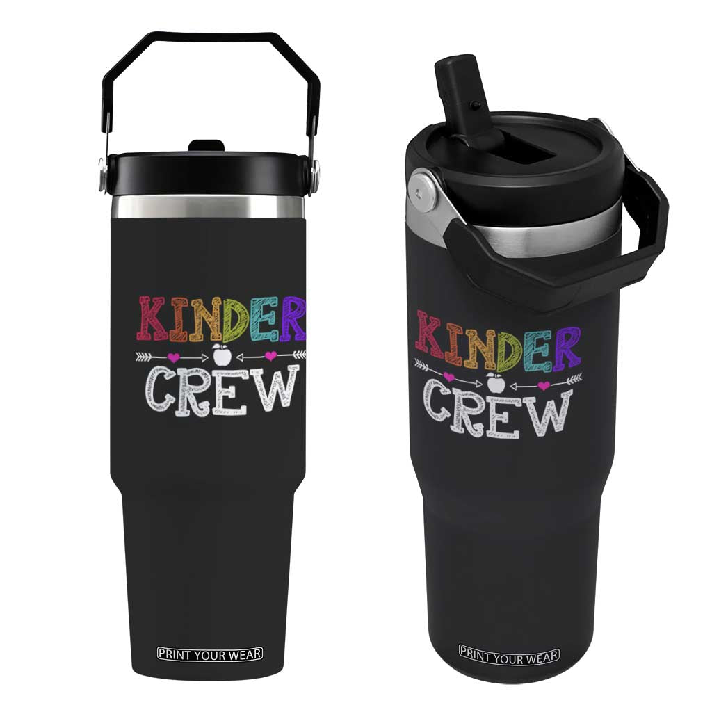 Kinder Crew Funny Kindergarten Flip Straw Tumbler Teacher and Student Back to School