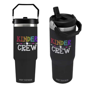Kinder Crew Funny Kindergarten Flip Straw Tumbler Teacher and Student Back to School