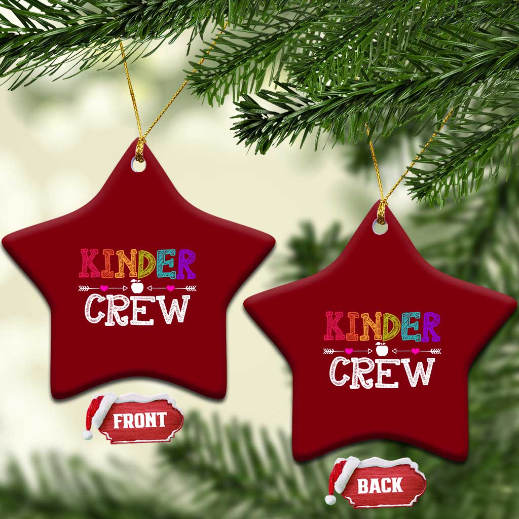 Kinder Crew Funny Kindergarten Ceramic Ornament Teacher and Student Back to School