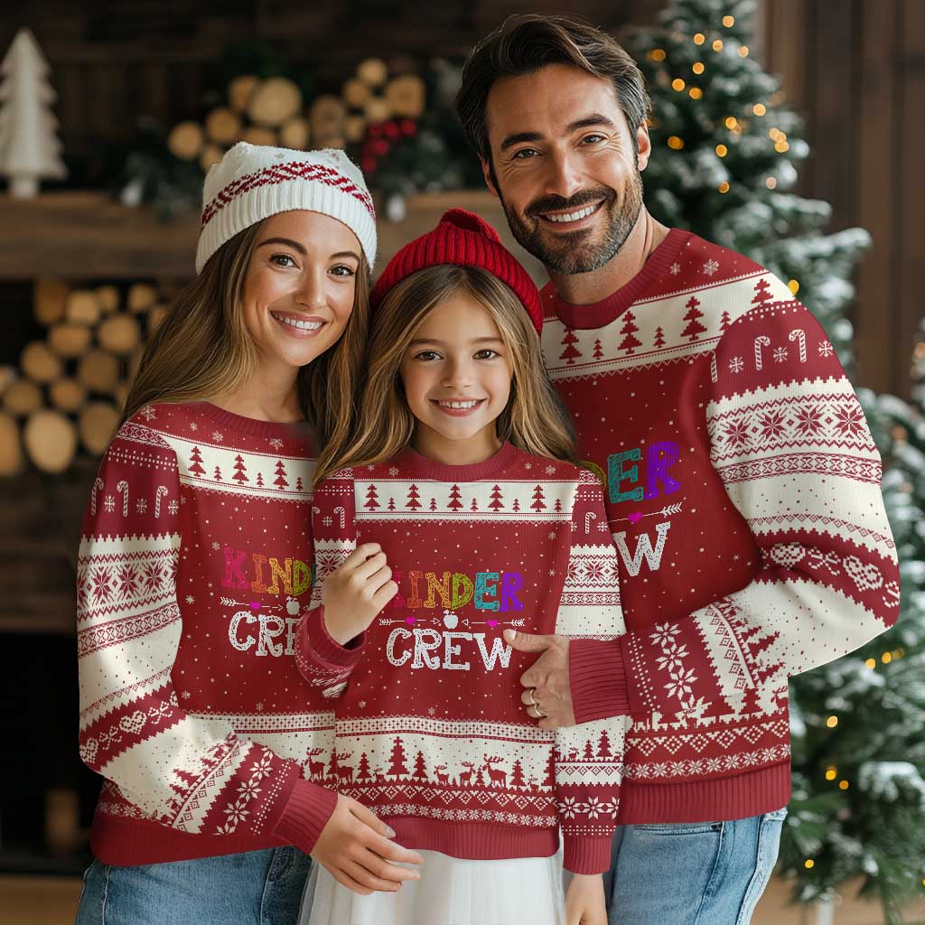 Kinder Crew Funny Kindergarten Ugly Christmas Sweater Teacher and Student Back to School