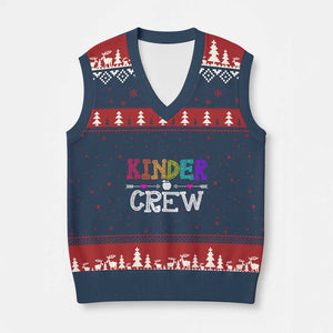 Kinder Crew Funny Kindergarten V-Neck Knit Sweater Vest Teacher and Student Back to School