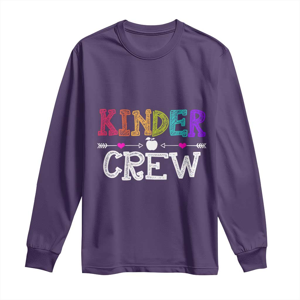 Kinder Crew Funny Kindergarten Long Sleeve Shirt Teacher and Student Back to School