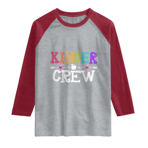 Kinder Crew Funny Kindergarten Raglan Shirt Teacher and Student Back to School