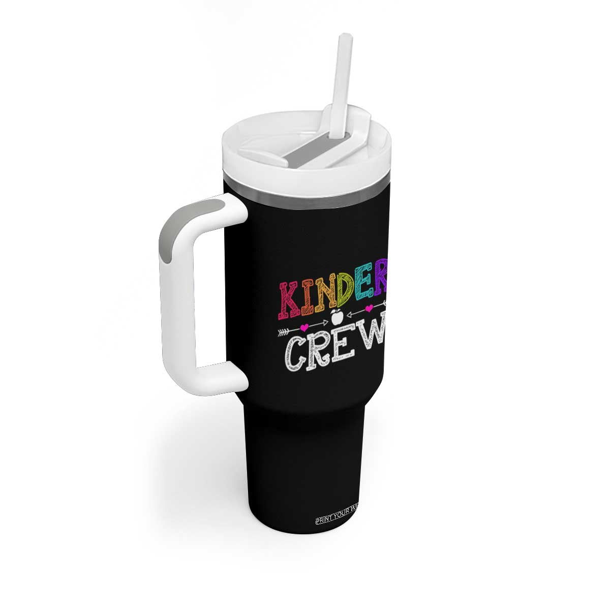 Kinder Crew Funny Kindergarten Tumbler With Handle Teacher and Student Back to School