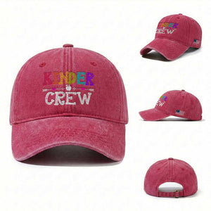 Kinder Crew Funny Kindergarten Washed Cotton Baseball Cap Teacher and Student Back to School