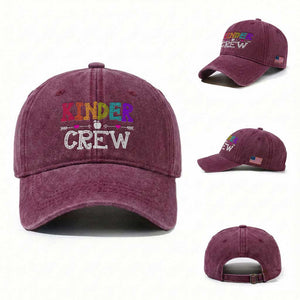 Kinder Crew Funny Kindergarten Washed Cotton Baseball Cap Teacher and Student Back to School