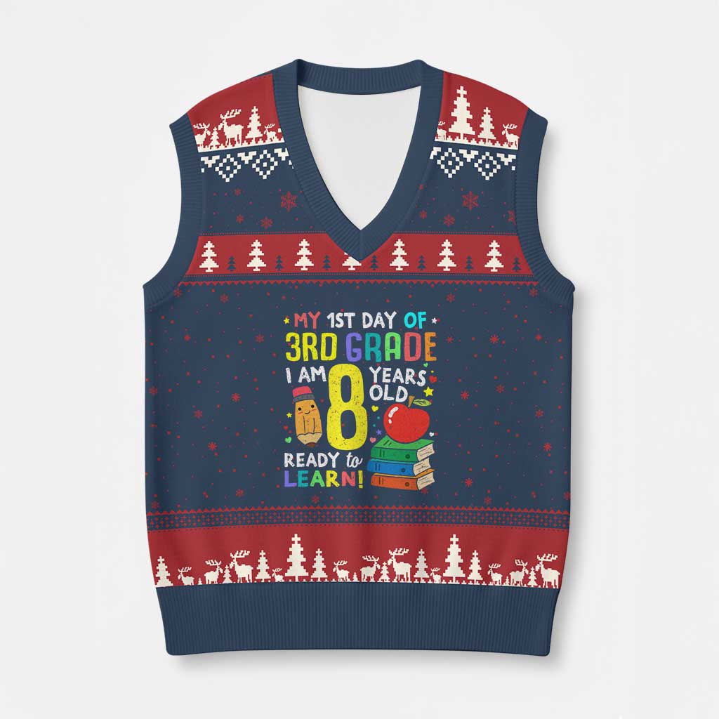 Hello 3rd Grade V-Neck Knit Sweater Vest Boys and Girls First Day Back to School Gift