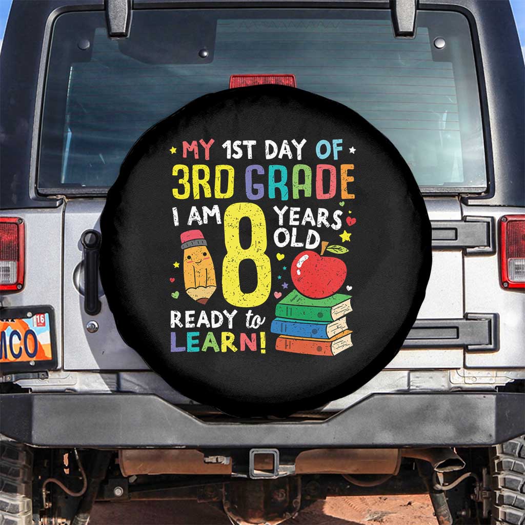 Hello 3rd Grade Spare Tire Cover Boys and Girls First Day Back to School Gift TS01 No hole Black Print Your Wear