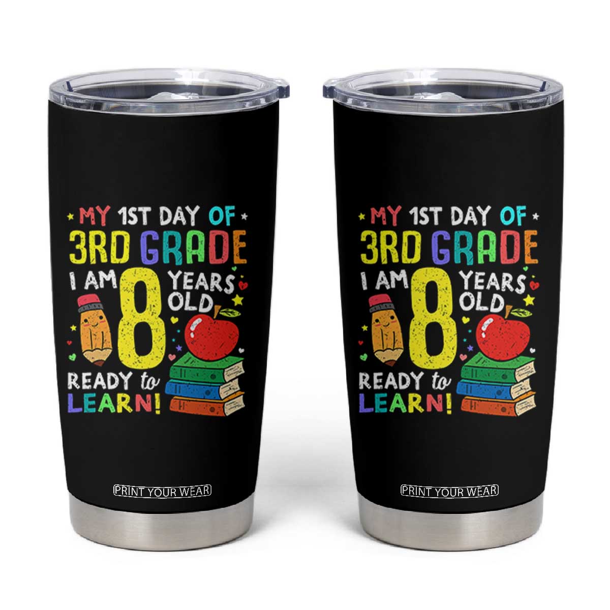 Hello 3rd Grade Tumbler Cup Boys and Girls First Day Back to School Gift TS01 Black Print Your Wear