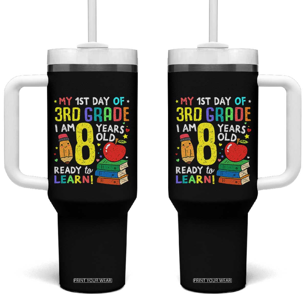 Hello 3rd Grade Tumbler With Handle Boys and Girls First Day Back to School Gift