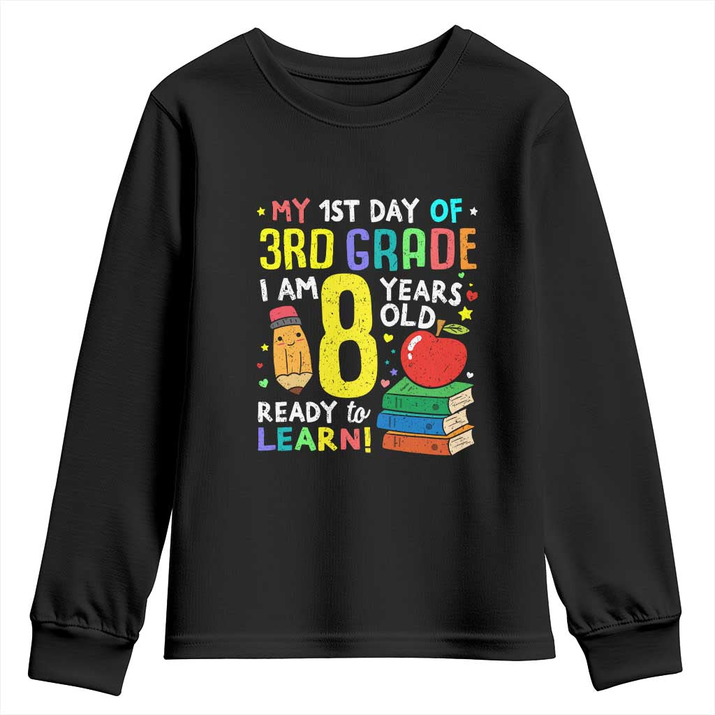 Hello 3rd Grade Youth Sweatshirt Boys and Girls First Day Back to School Gift TS01 Black Print Your Wear