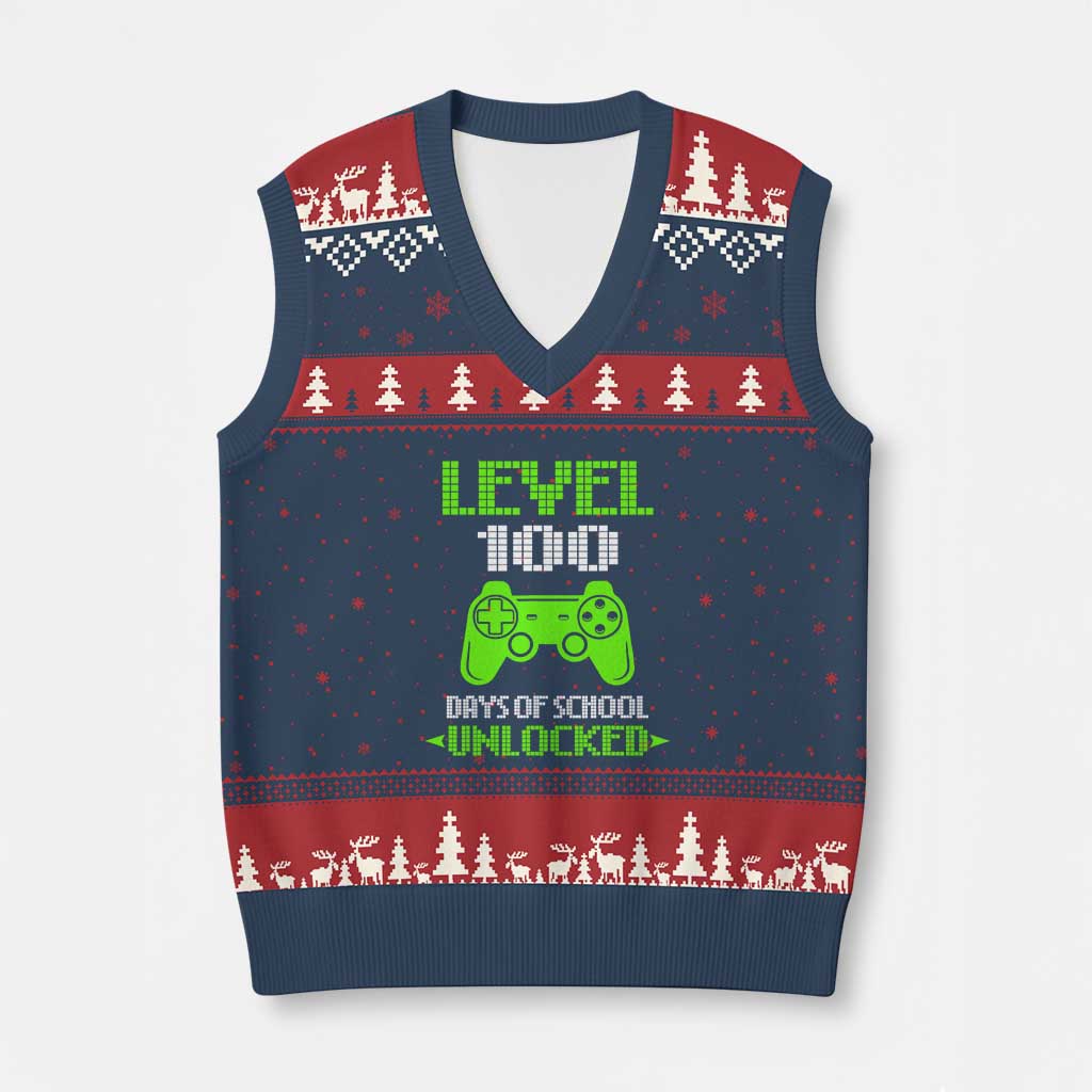 100 Days of School Smarter V-Neck Knit Sweater Vest Cool 100th Day Celebration Gift