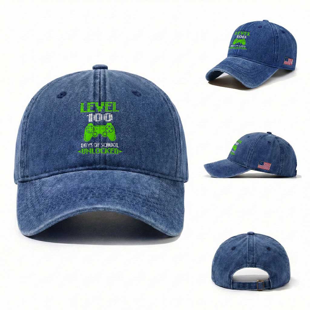 100 Days of School Smarter Washed Cotton Baseball Cap Cool 100th Day Celebration Gift