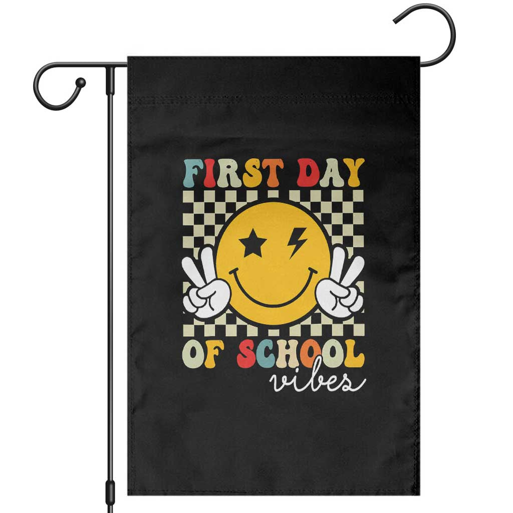 First Day of School Vibes Garden Flag Aesthetic Back to School Teacher Student TS01 Black Print Your Wear