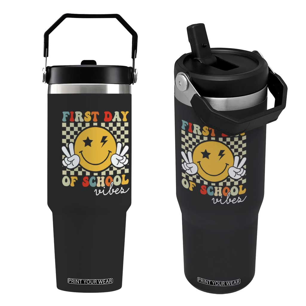 First Day of School Vibes Flip Straw Tumbler Aesthetic Back to School Teacher Student