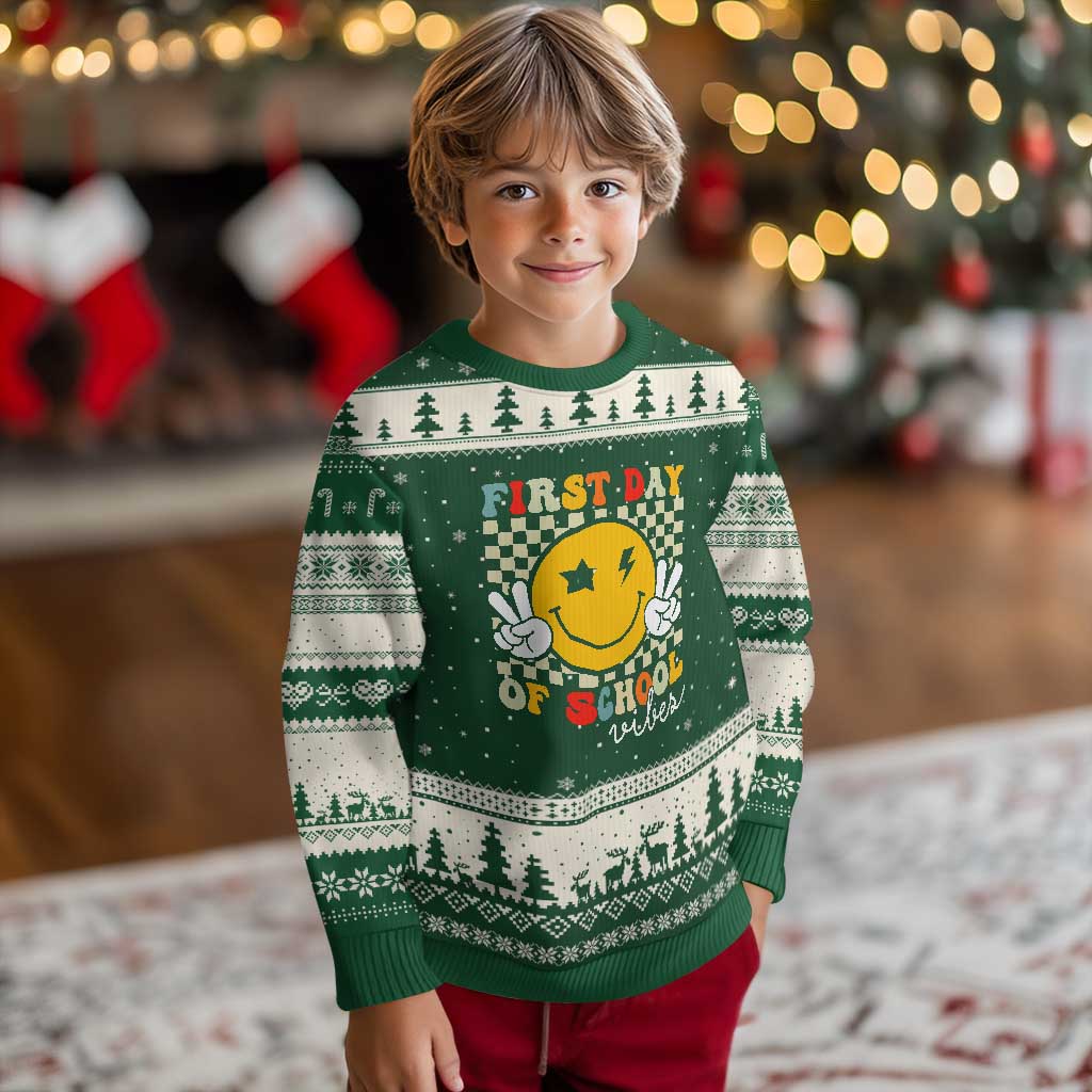 First Day of School Vibes Ugly Christmas Sweater Aesthetic Back to School Teacher Student